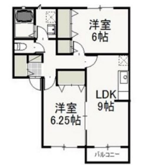 クリスタルパレス C(2LDK/2階)の間取り写真