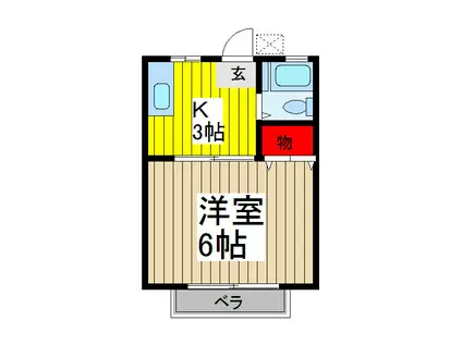 サンシティー山本(1K/1階)の間取り写真