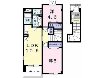 アルエット・シエル(2LDK/2階)の間取り写真