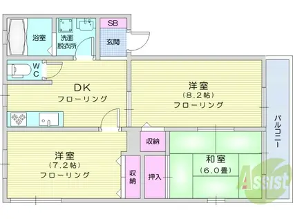 シティハイム レジデンス(3DK/1階)の間取り写真