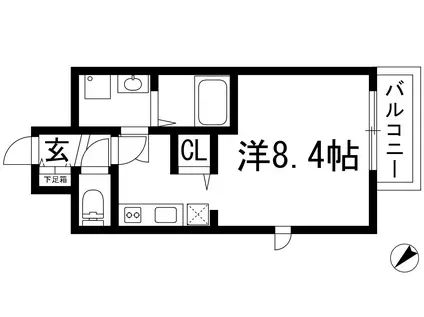 ONLYONE川西小花(ワンルーム/8階)の間取り写真