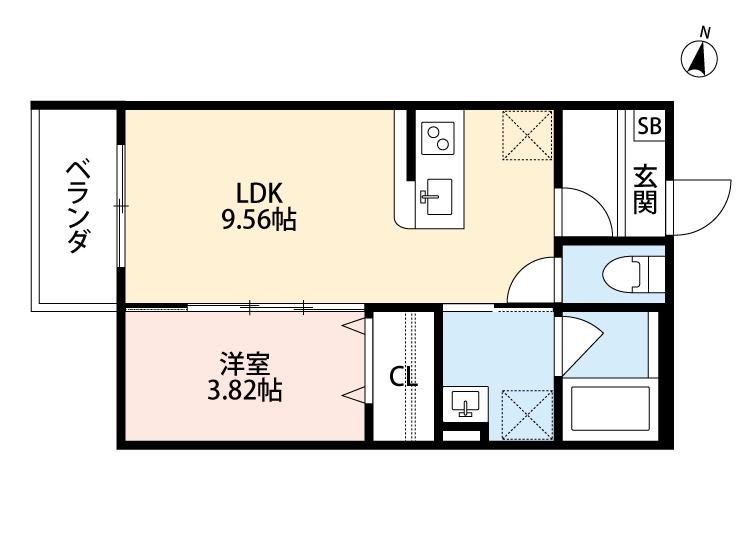 LA SOIE(1LDK/2階)の間取り写真