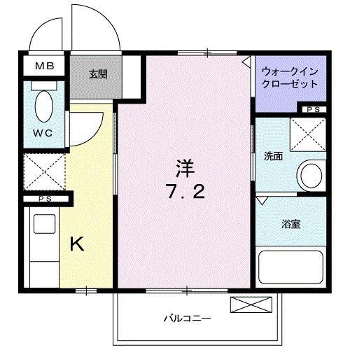 アクティーフ 西所沢(1K/2階)の間取り写真
