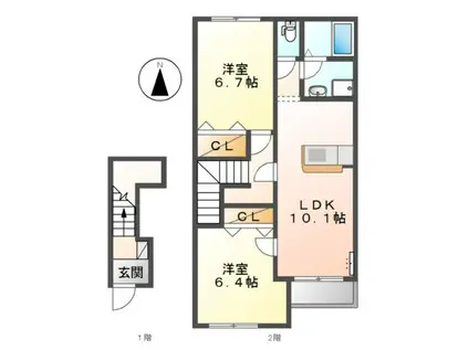 ヒールコートGOTO(2LDK/2階)の間取り写真