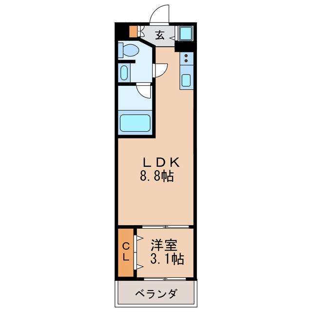 セノアタワー泉(1LDK/8階)の間取り写真