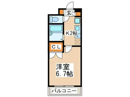フレンズえびな(1K/1階)の間取り写真