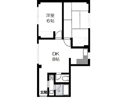 エバーグレース湘南(2DK/1階)の間取り写真