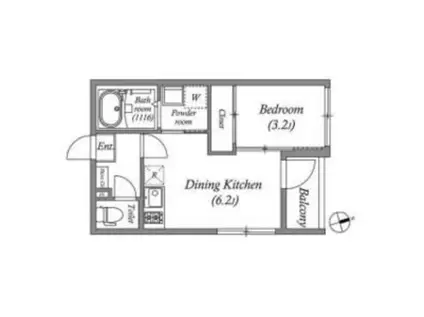 ハーモニーテラス住吉II(1DK/3階)の間取り写真