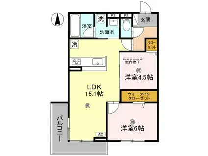 PALAIS POIRE B棟(2LDK/2階)の間取り写真