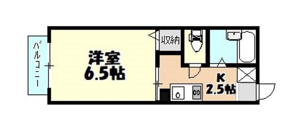 グリーンヒル(1K/1階)の間取り写真