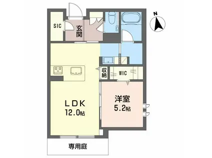 MIROIR 東別院(1LDK/1階)の間取り写真