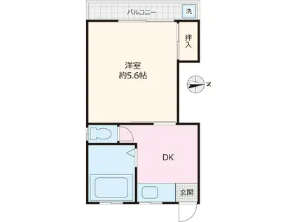 第一正栄荘(1DK/2階)の間取り写真