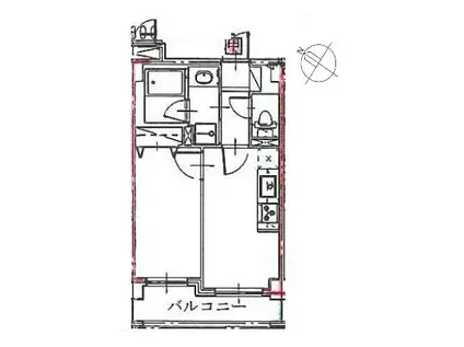 ルクレ初台205(1DK/3階)の間取り写真