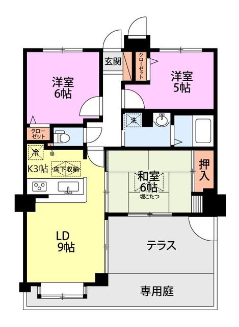 ダイアパレス上山(3LDK/1階)の間取り写真