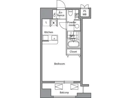 ピアネッタ汐留(ワンルーム/10階)の間取り写真