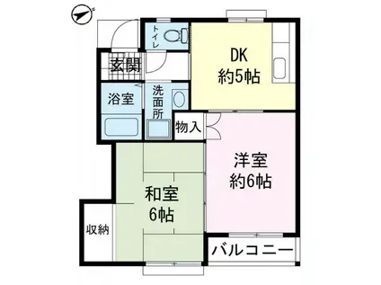 メゾン来光B棟(2DK/1階)の間取り写真