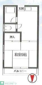 ハイム小島(1DK/2階)の間取り写真