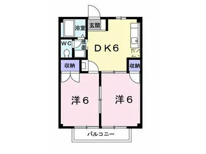 ニューシティシャルム2(2DK/1階)の間取り写真
