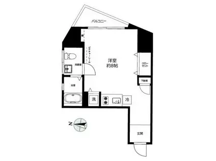 ベルファース東麻布(ワンルーム/8階)の間取り写真