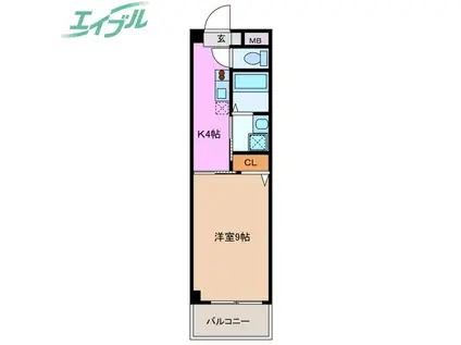 四日市あすなろう鉄道 西日野駅 徒歩14分 3階建 築19年(1DK/3階)の間取り写真