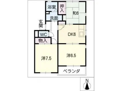 クレール歌里(3DK/1階)の間取り写真