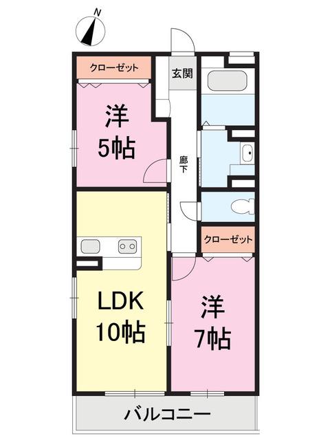 レイルウェイ(2LDK/2階)の間取り写真