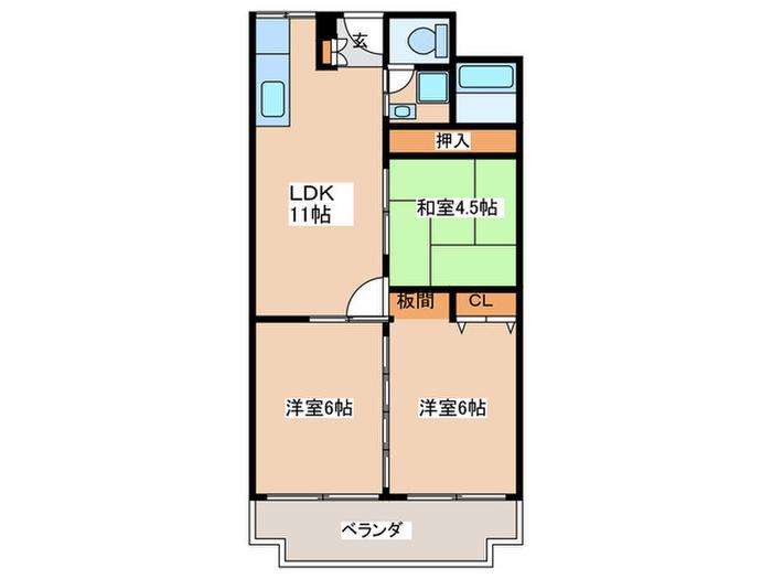 メガロコープ茨木II(3LDK/5階)の間取り写真