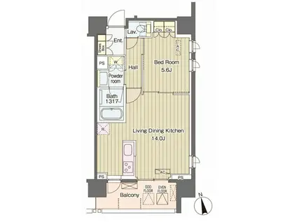 ヴェルデコート西新宿(1LDK/11階)の間取り写真