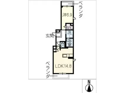 ウイングズドエル(1LDK/2階)の間取り写真
