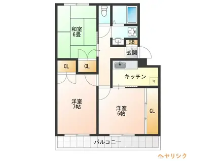 サマックス林 B棟(3K/2階)の間取り写真