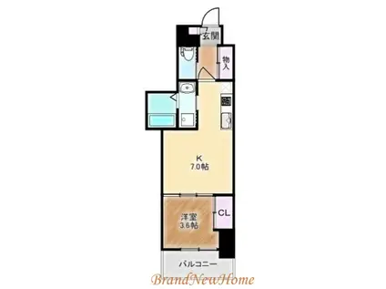 クローバー・ビュー北花田(1DK/14階)の間取り写真