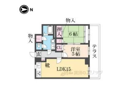 京都嵐山レックスマンション(2LDK/1階)の間取り写真