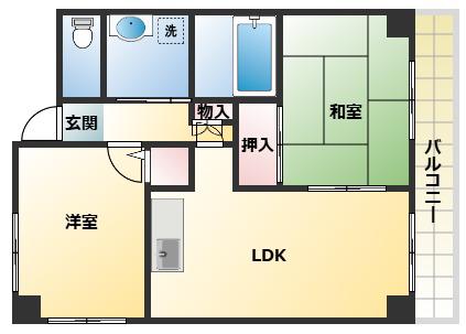 ボナールデト(2LDK/6階)の間取り写真