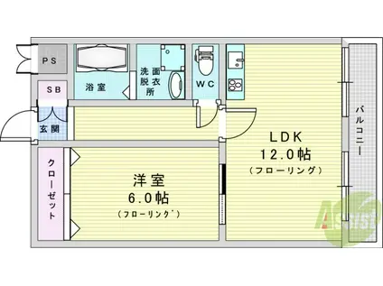 第一星栄ハイツ(1LDK/7階)の間取り写真
