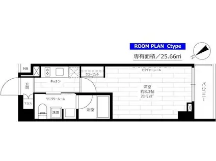 ステージグランデ茅場町(1K/4階)の間取り写真