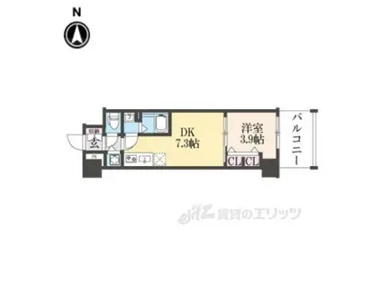 プロヴィスタ京都西院(1DK/8階)の間取り写真