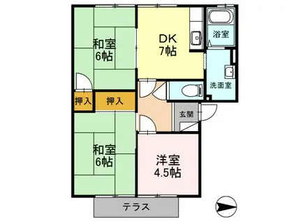 ファミールコーポ高屋4(3DK/1階)の間取り写真