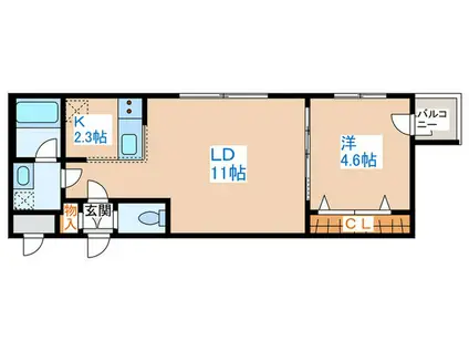 プランドールルノン北1条(1LDK/4階)の間取り写真