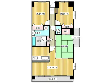 ハーモニータウン新取手 壱番館(3LDK/12階)の間取り写真