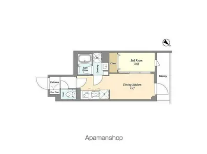 ドゥーエ曳舟II(1DK/3階)の間取り写真