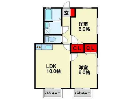 テルピンハウス(2LDK/1階)の間取り写真