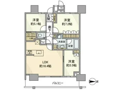 THE TOYOSU TOWER(3LDK/7階)の間取り写真