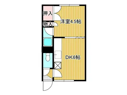 とん田パールハイツ(1DK/1階)の間取り写真