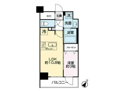 エステムプラザ横濱関内(1LDK/10階)の間取り写真