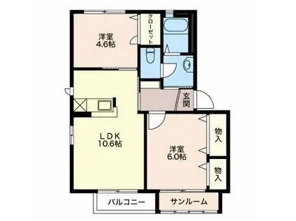 パストラルキノシタ(2LDK/1階)の間取り写真