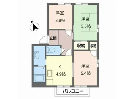 サニープラザ(3K/2階)の間取り写真