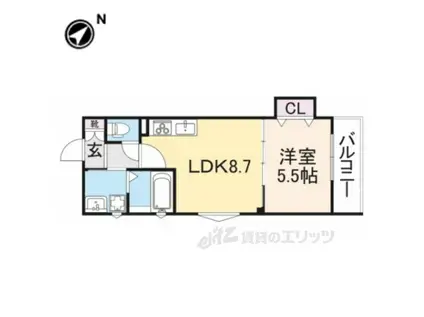 クリエオーレ藤阪中町Ⅰ(1LDK/3階)の間取り写真