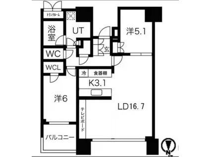 DEUX TOURS(2LDK/46階)の間取り写真
