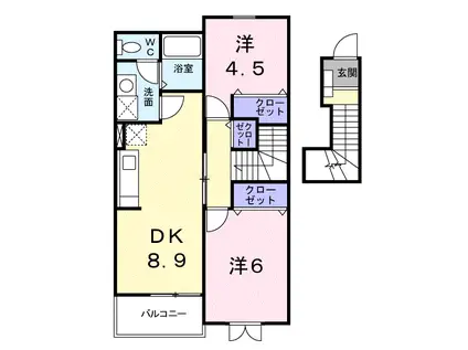 エアリー カーサ(2DK/2階)の間取り写真