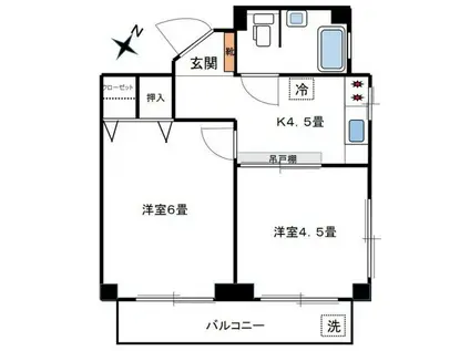 迦葉阿佐ヶ谷マンション(2K/4階)の間取り写真